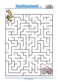 Free Printable themed Maze Worksheets for kids - Easter Bunny