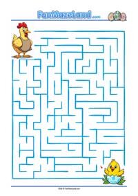 Free Printable themed Maze Worksheets for kids - Easter Hen