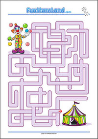 Occupations Maze for Kids - Clown Free Printable Themed Mazes for kids - Occupations