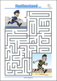 Occupations Maze for Kids - Policeman Free Printable Themed Mazes for kids - Occupations