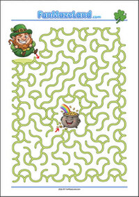 Pot of gold St. Patrick’s Day Mazes Free Printable Maze Worksheet for kids