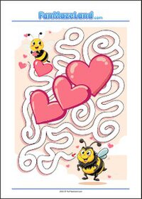 Valentine’s Day Mazes Printable themed Maze Worksheets for kids